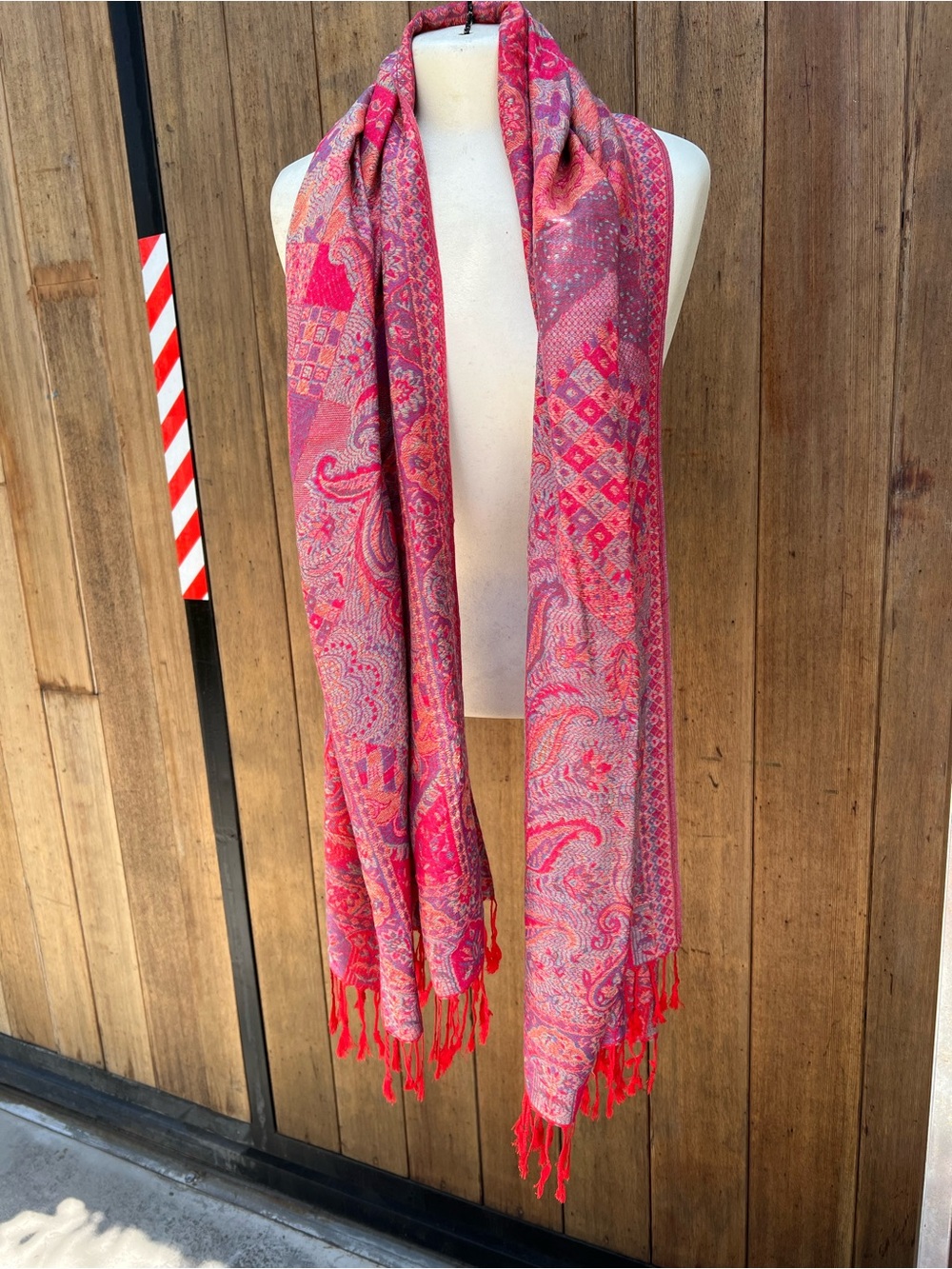 Pink Paisley Fringe Scarf - Women's Accessory